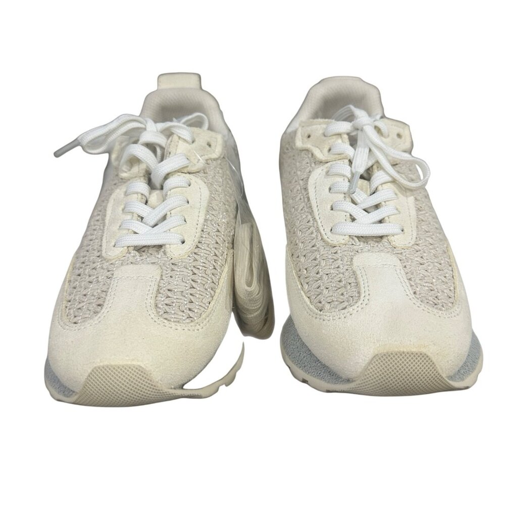 Vintage Havana Women's Woven Knit Lace-Up Sneakers Beige White Textured Sole 5.5 - Picture 2 of 11